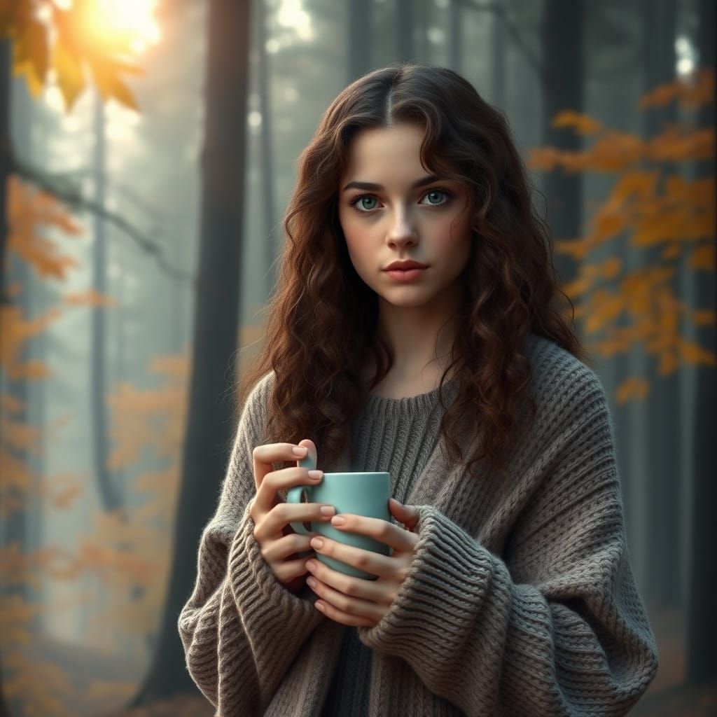 Misty Morning Solace in Autumn Forest