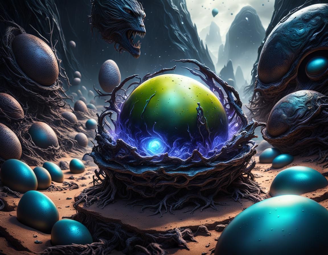 Alien Eggs in a Fantastical Landscape