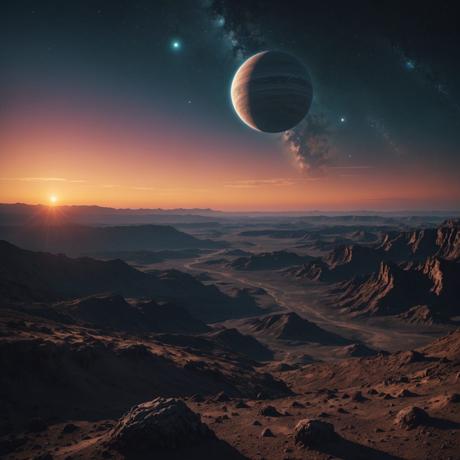 Alien Planet: Triple Sunrise Cinematic Still