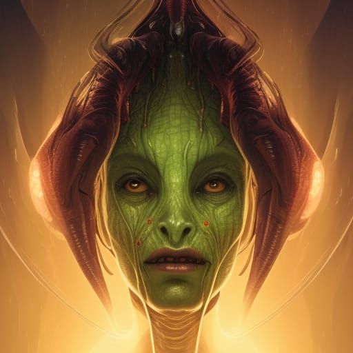 Demonic Alien Virus Portrait in Hyperdetailed Concept Art