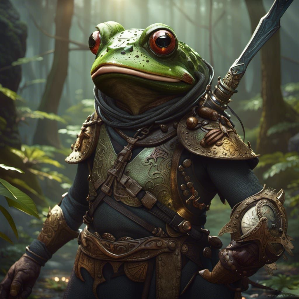 Frog Warrior in Dark Fantasy Style