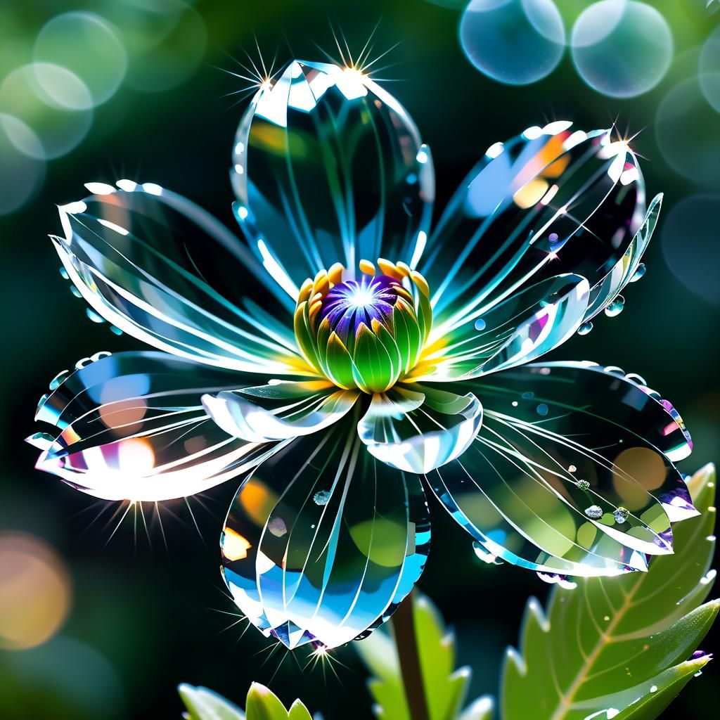 Ethereal Transparent Crystal Flower in Natural Lighting