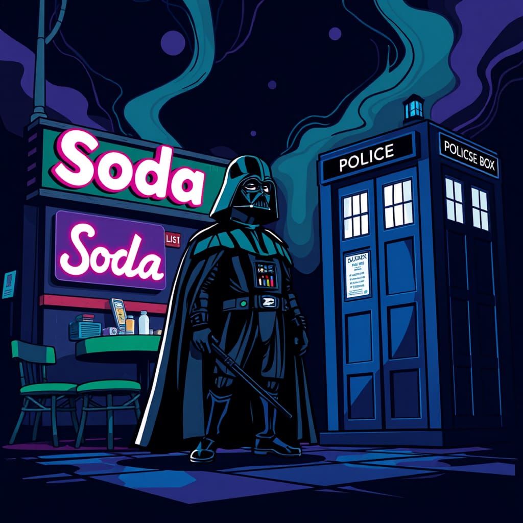 Darth Vader at a 1950's Soda Shop