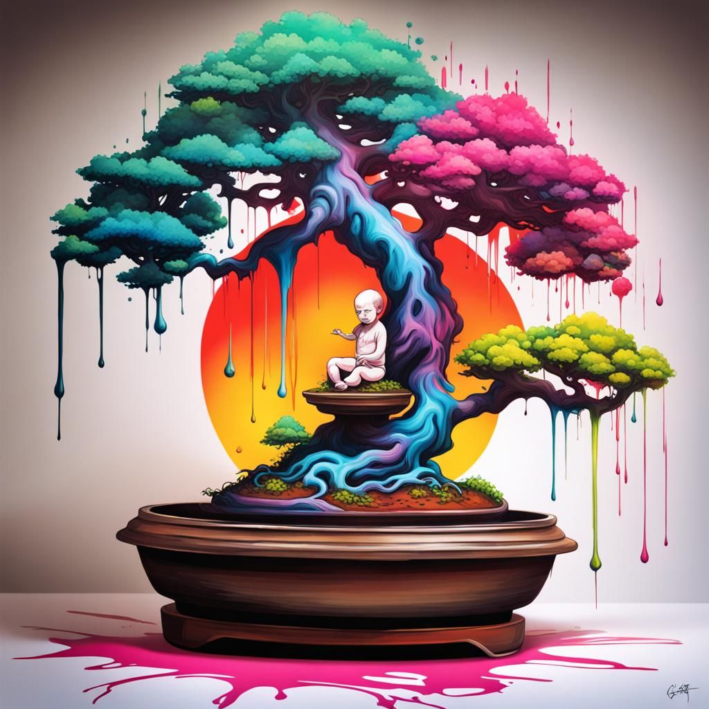Bonsai Fetus in Womb: Graffiti Street Art