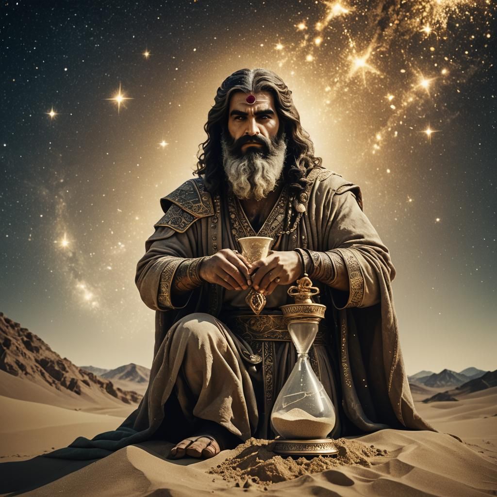 Zurvan, Persian God of Time, Holding Hourglass