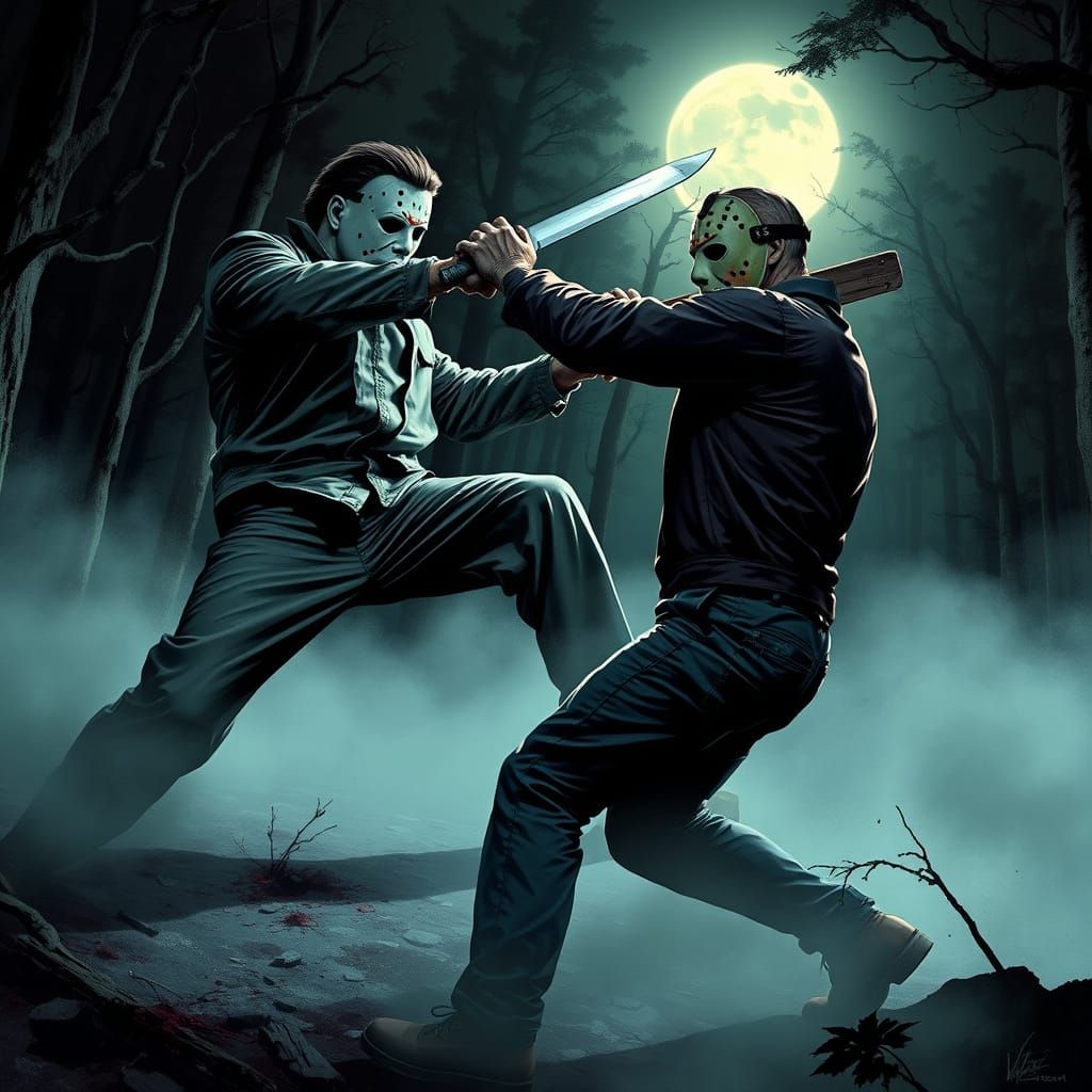 Horror Icons Michael Myers and Jason Voorhees Clash in Dark ...