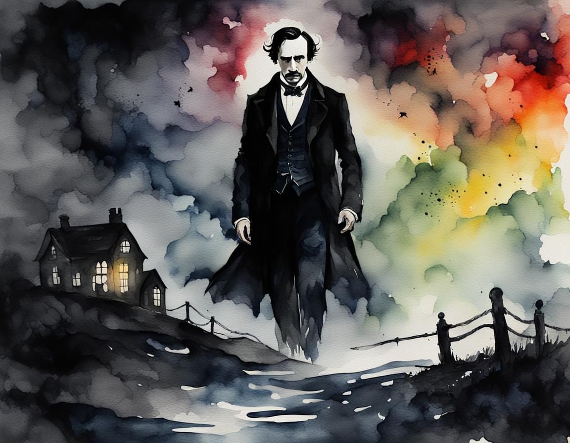 Ominous Portrait in Dark Moody Watercolor