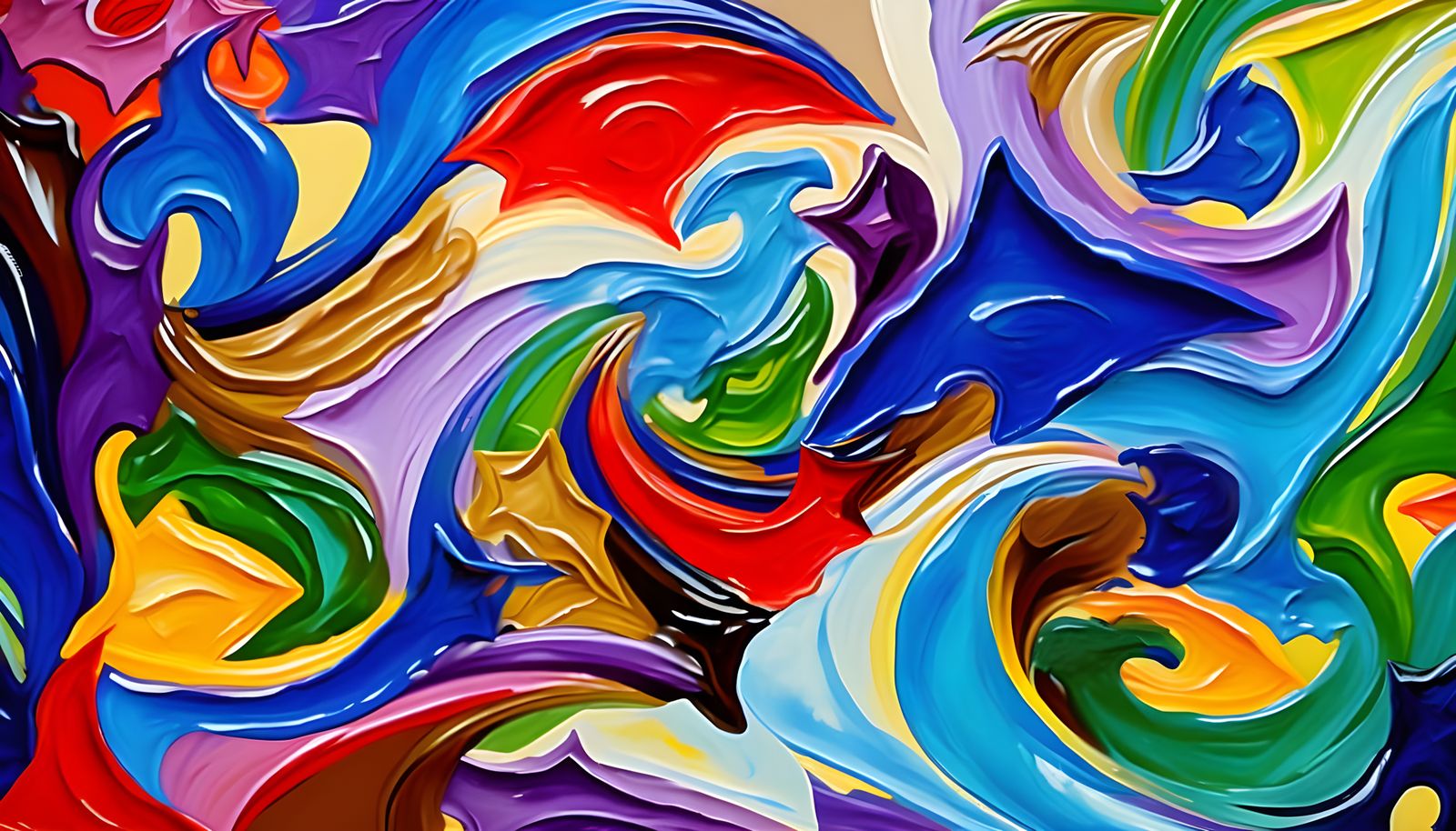 Abstract Expressionist Oil Painting with Swirling Colors
