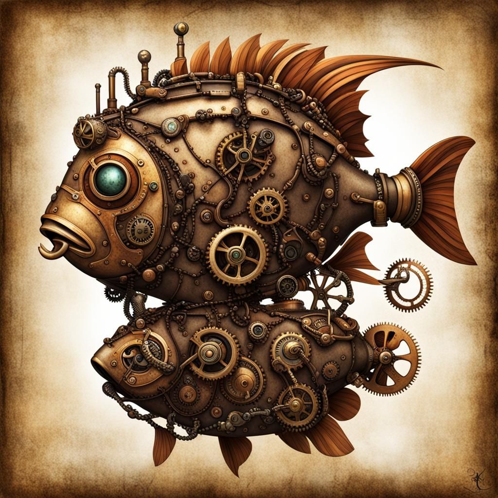 Steampunk Landfish Mechanical Marvel