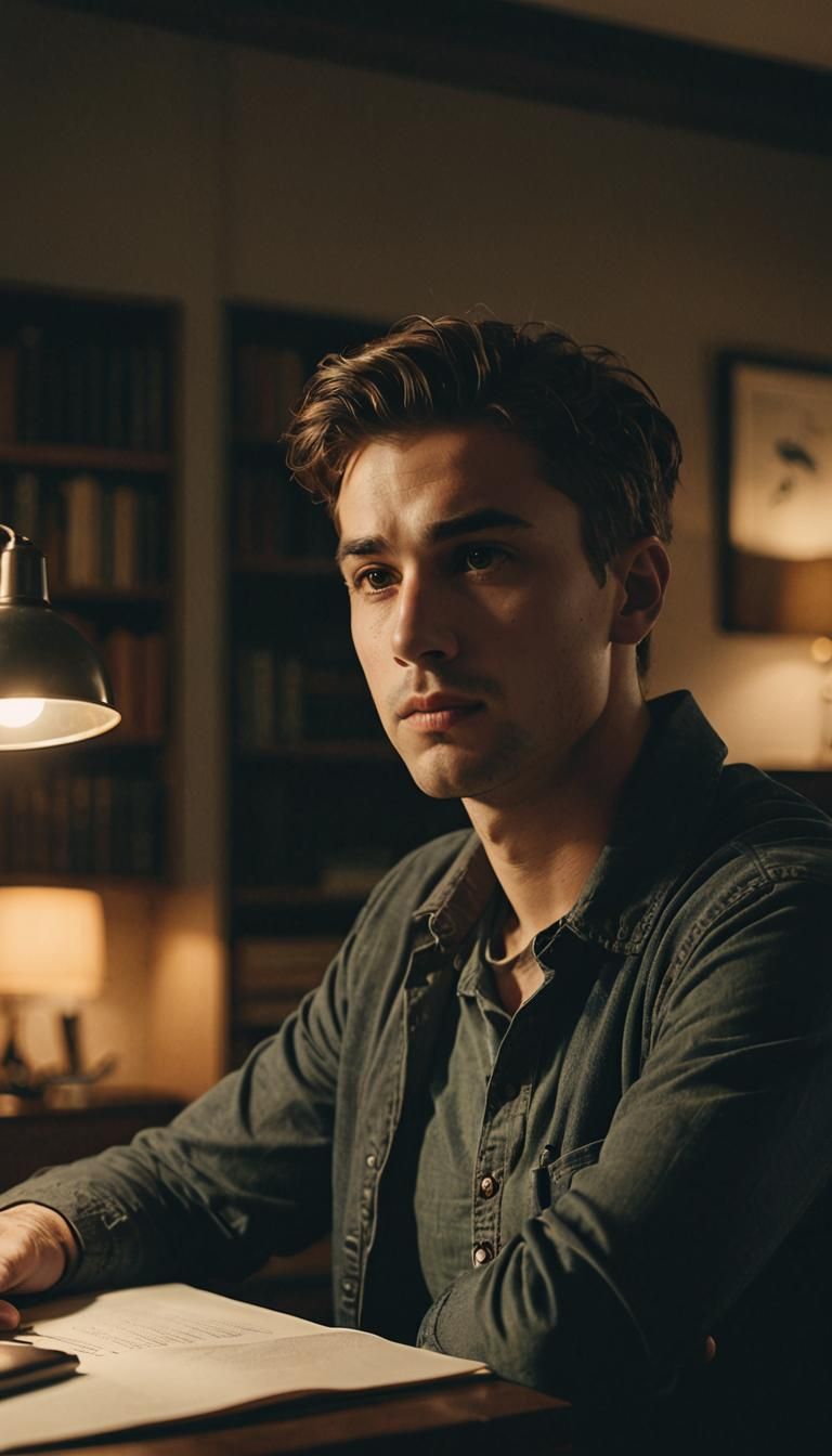 Confused Student with Question Mark in Film Still