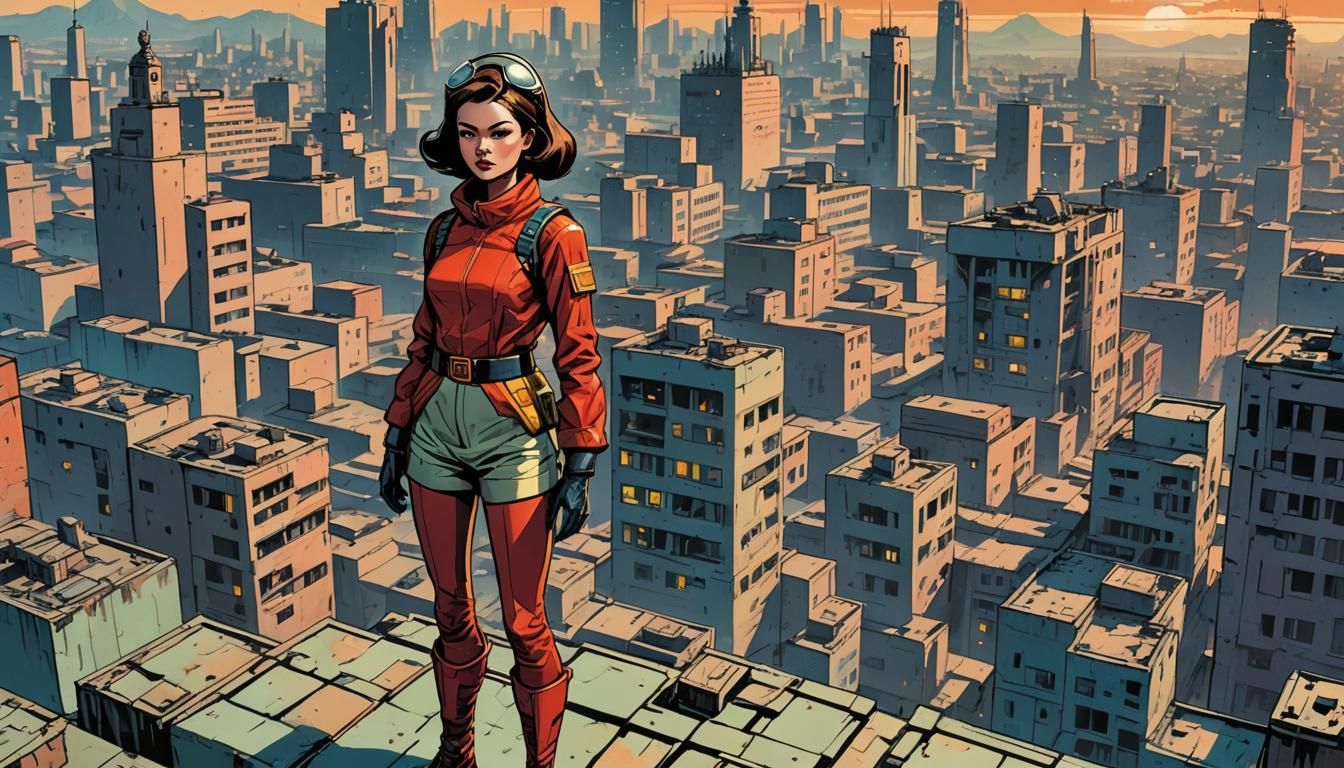 Sci-Fi Communist Comic Book Art: Retro-Futuristic Cityscape