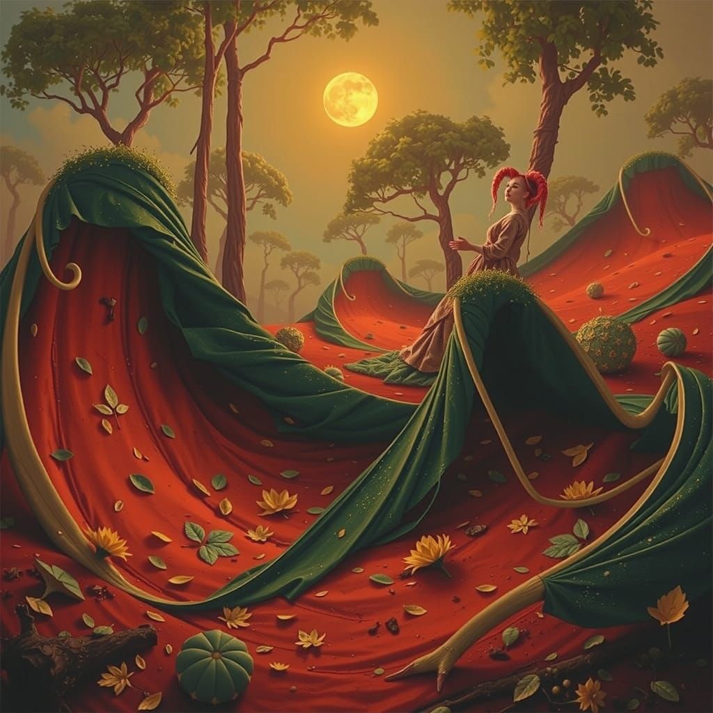 Ethereal Forest Scene with Mystical Figures