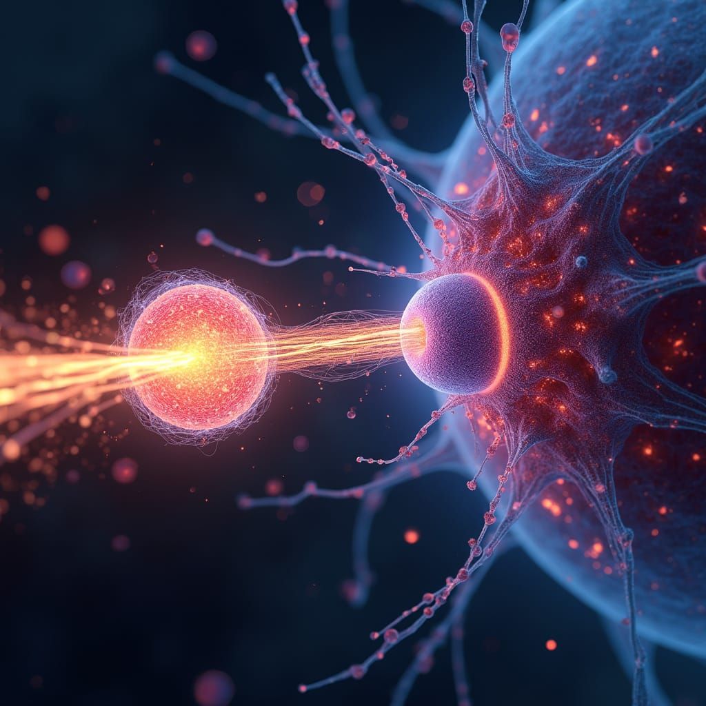 Photon Interacting with Retina Cells: Digital Illustration