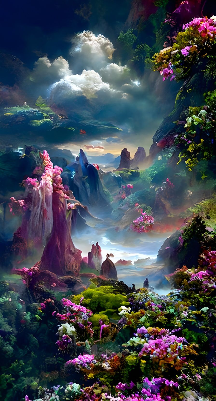 A stunning dreamy epic landscape by Mandelbrot, Alma Tadema, Fred Eversley, Martin Johnson Heade, John William Waterhous...