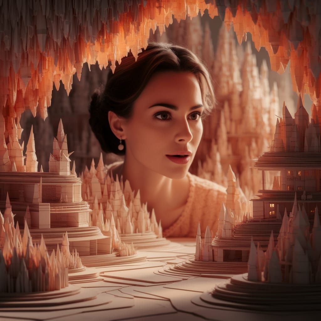 Stunning Woman Explores Origami Paper World