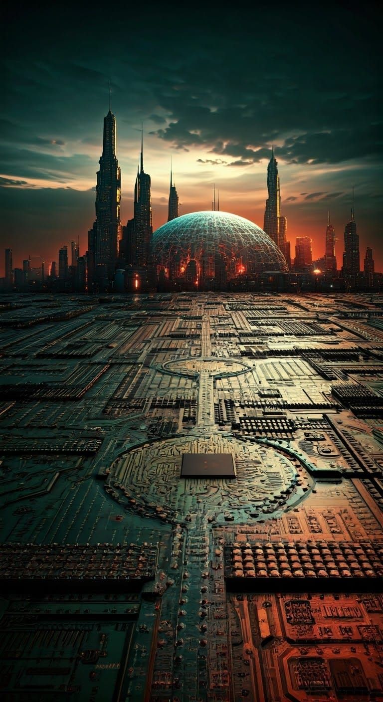 Cyberpunk Metropolis Born from Repurposed Circuit Boards