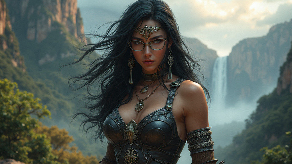 Xena Warrior Princess with Glasses in Mystical Realm