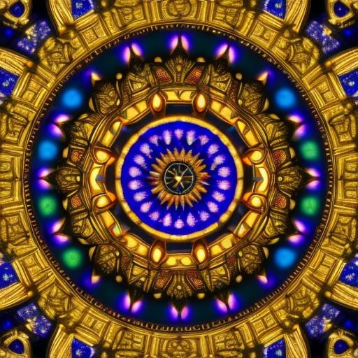 mandala blue gold