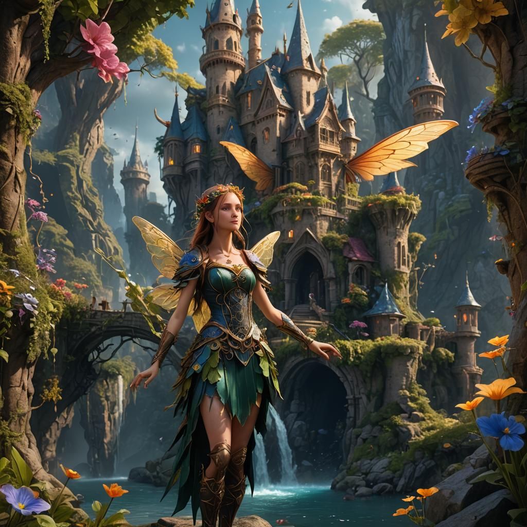 Detailed Matte Painting of a Fantastical Fairy