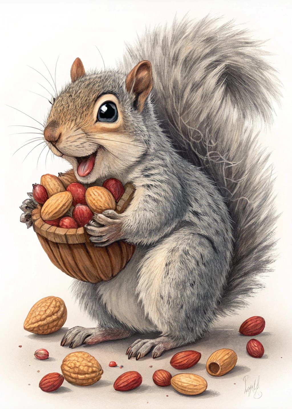 Funny Squirrel with Cheeks Full of Nuts