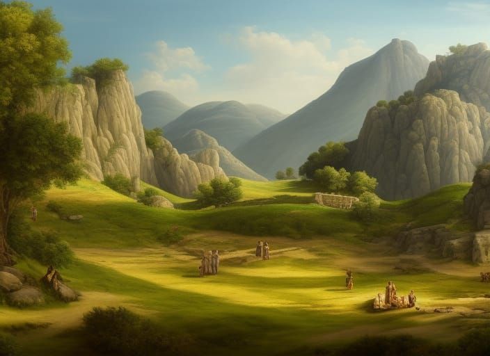 Classical Greek Landscape Painting in 8K Resolution