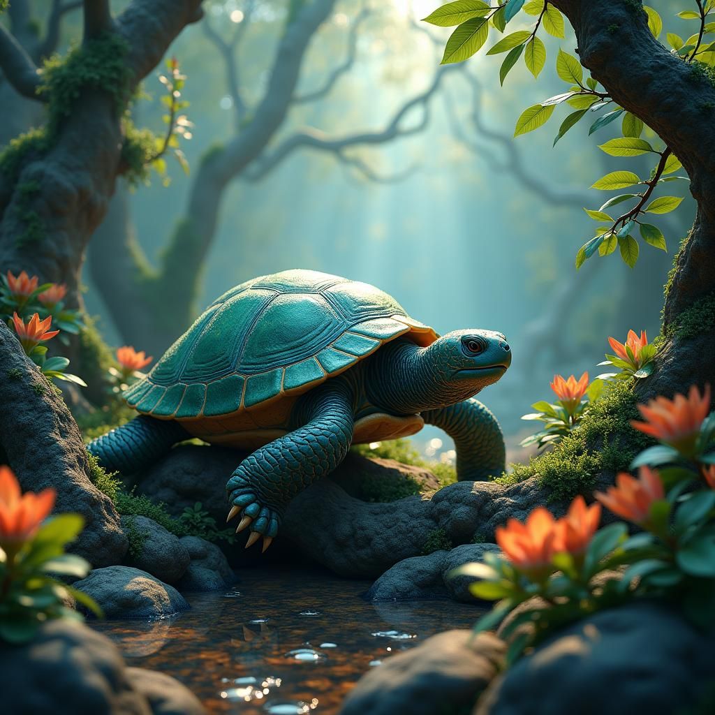 Jabuti Turtle's Jungle Journey: Fantasy Concept Art