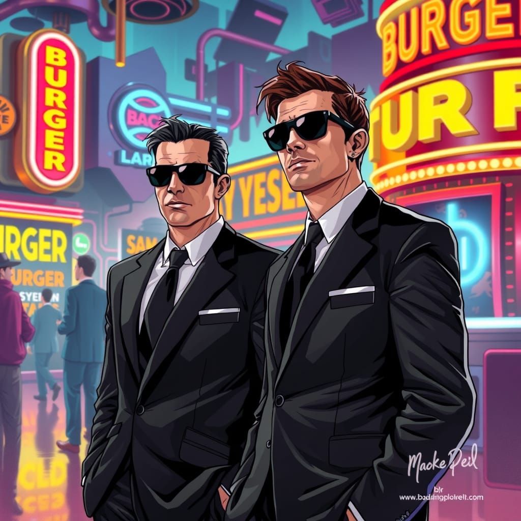 Men in Black at a Burger Joint