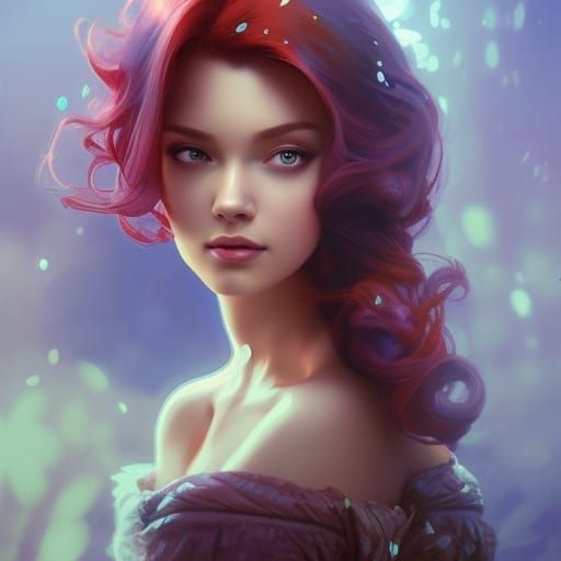 Ariel and Prince Derek: Hyperdetailed Art Nouveau Portrait