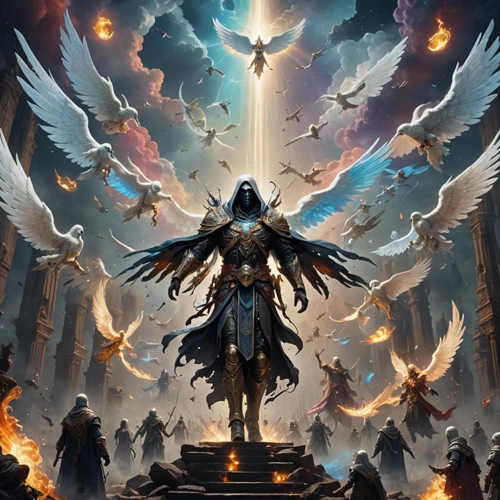 Azrael Guiding Souls to Heaven: Fantasy Concept Art