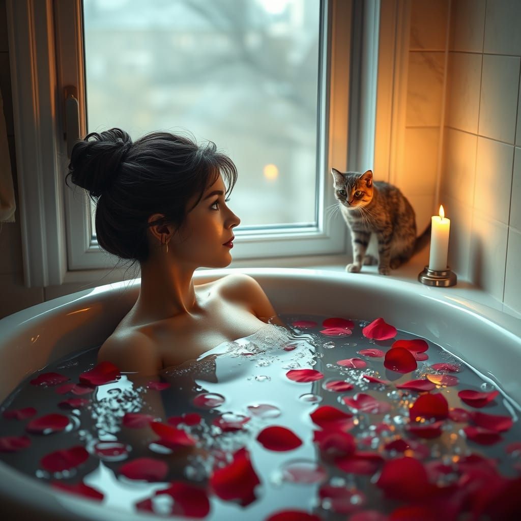 Serenity in the Tub, a 3D Rendered Portrait