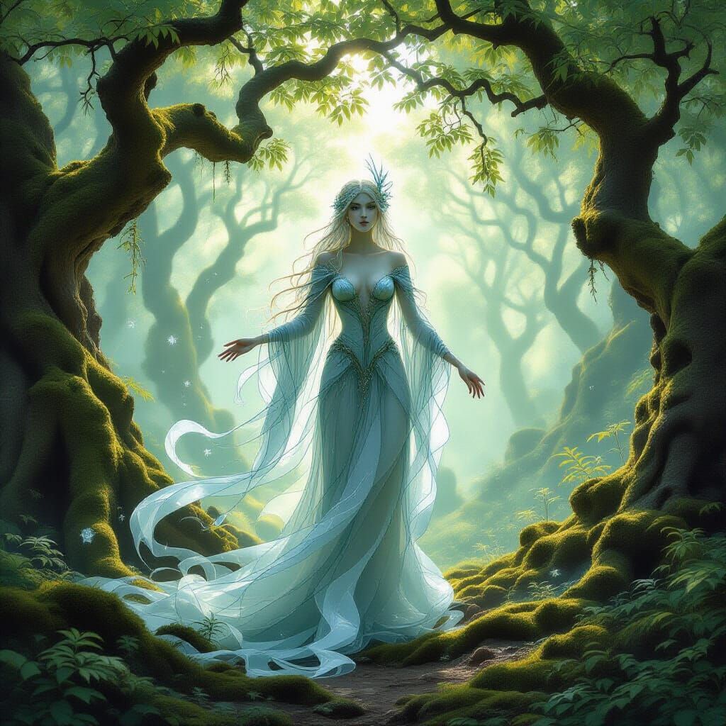 Ethereal Forest Spirit of Mist and Glass