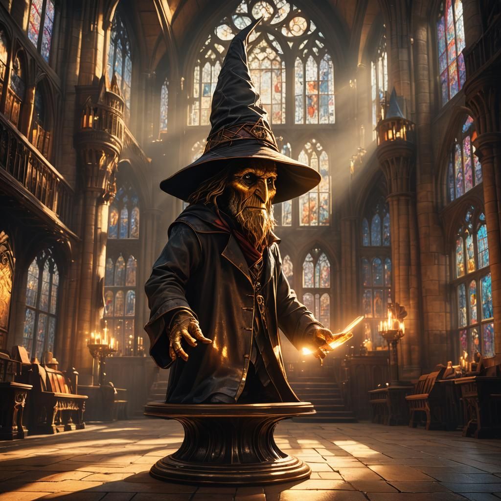 Sorting Hat in Hogwarts Great Hall: Fantasy Concept Art