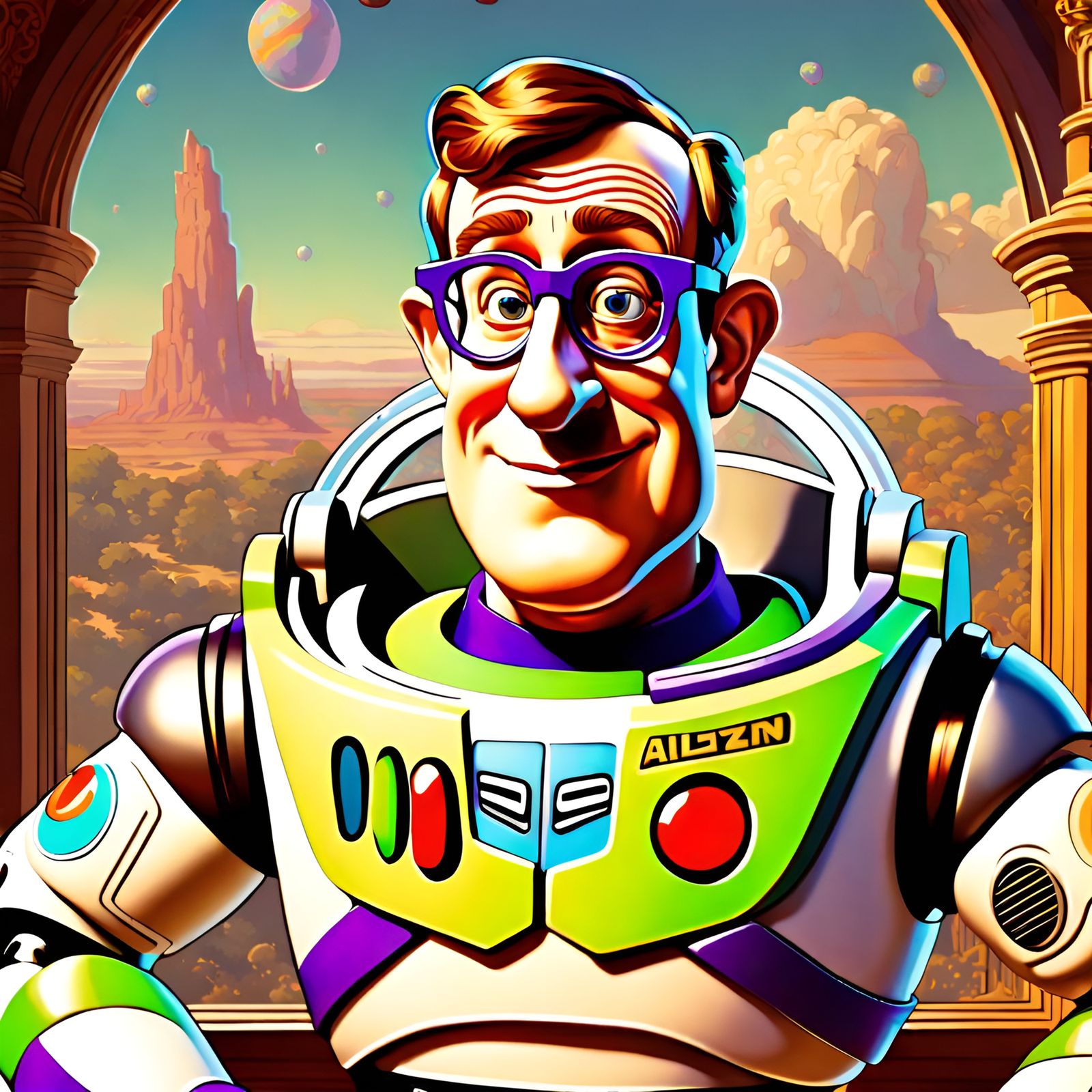 Woody Allen as Buzz Lightyear in Pin-Up Art Style