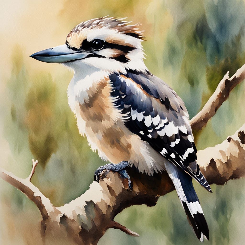 Laughing Kookaburra in Watercolour Painting