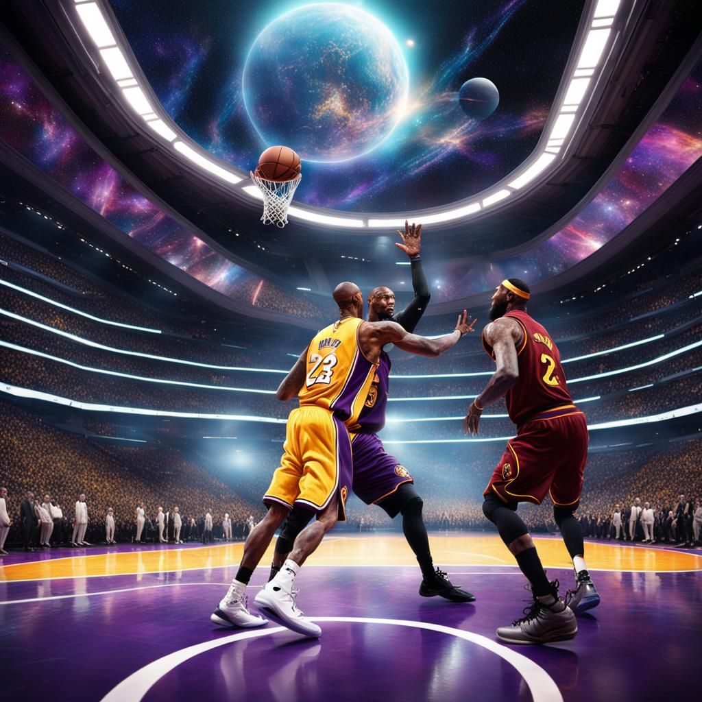 Epic Intergalactic Basketball Match in Space