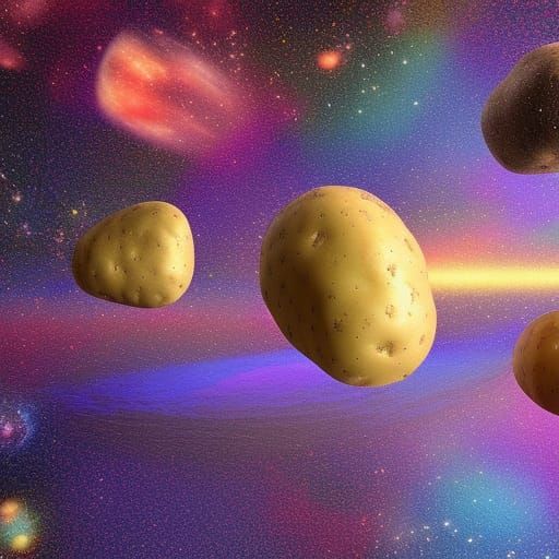 Potato Asteroids in Cosmic Astral Illustration