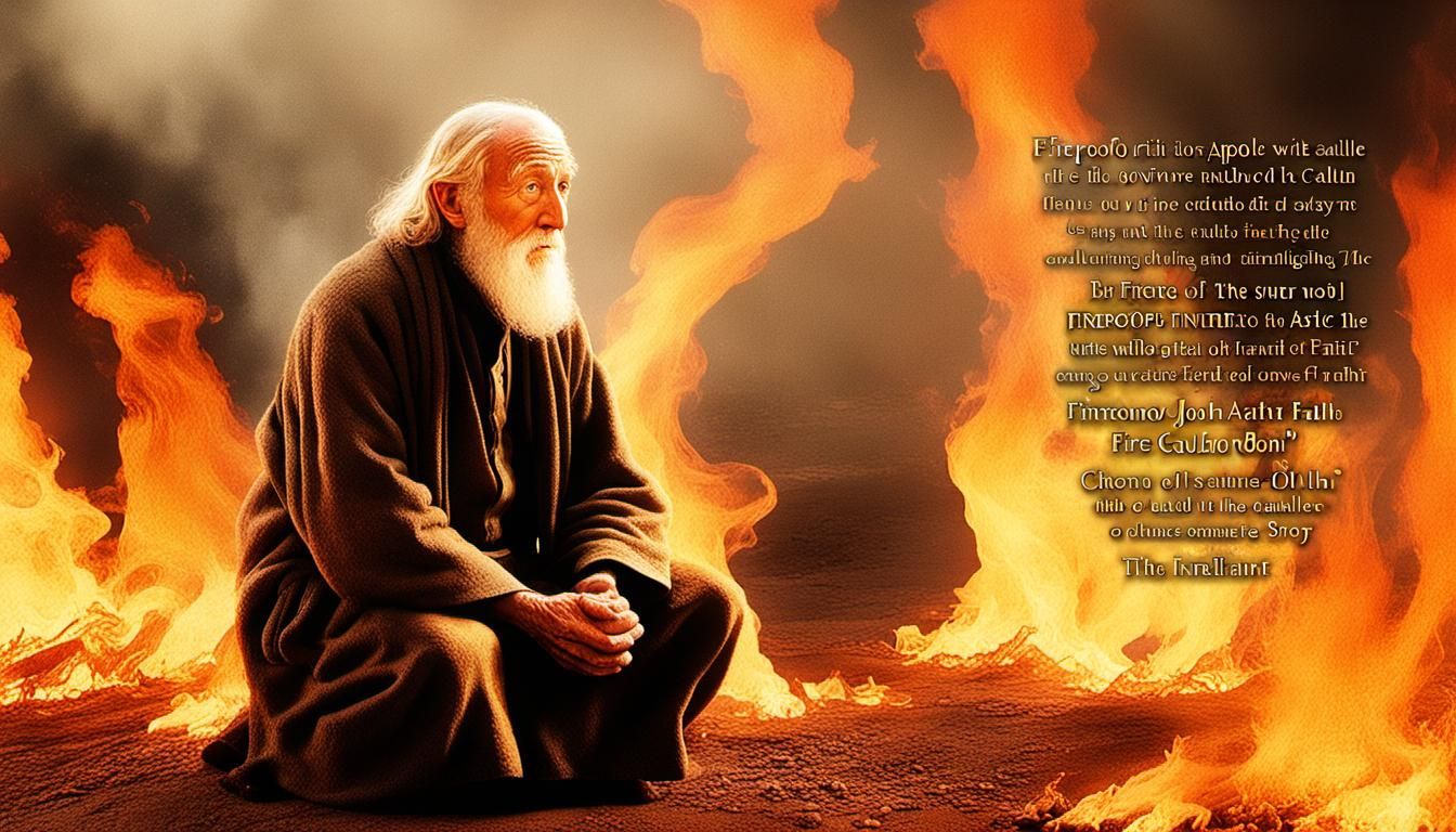 Elderly Man's Fireproof Faith: Epic Digital Matte Painting