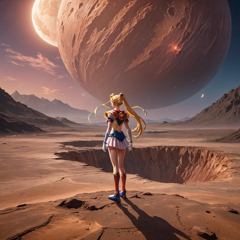 Sailor Moon on a Desert Moon Crater