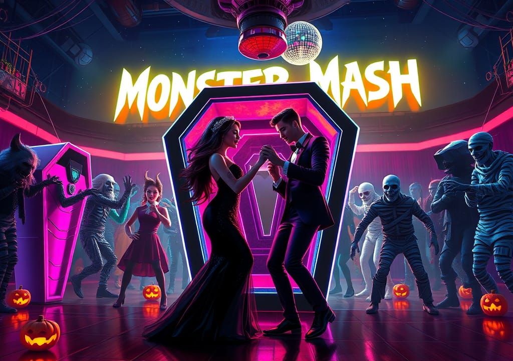 Teen Vampire Monster Mash in Futuristic Gym