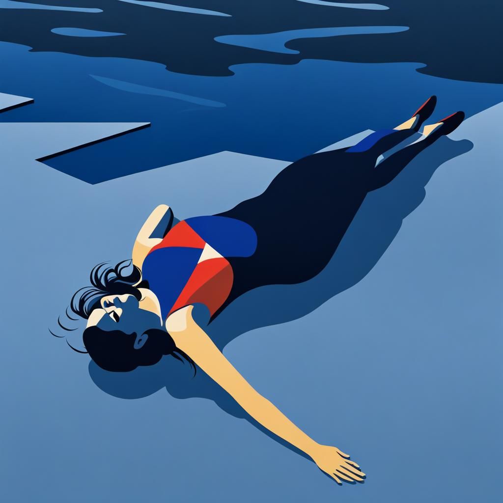 Geometric Finnish Landscape with Woman in Lichtenstein Style