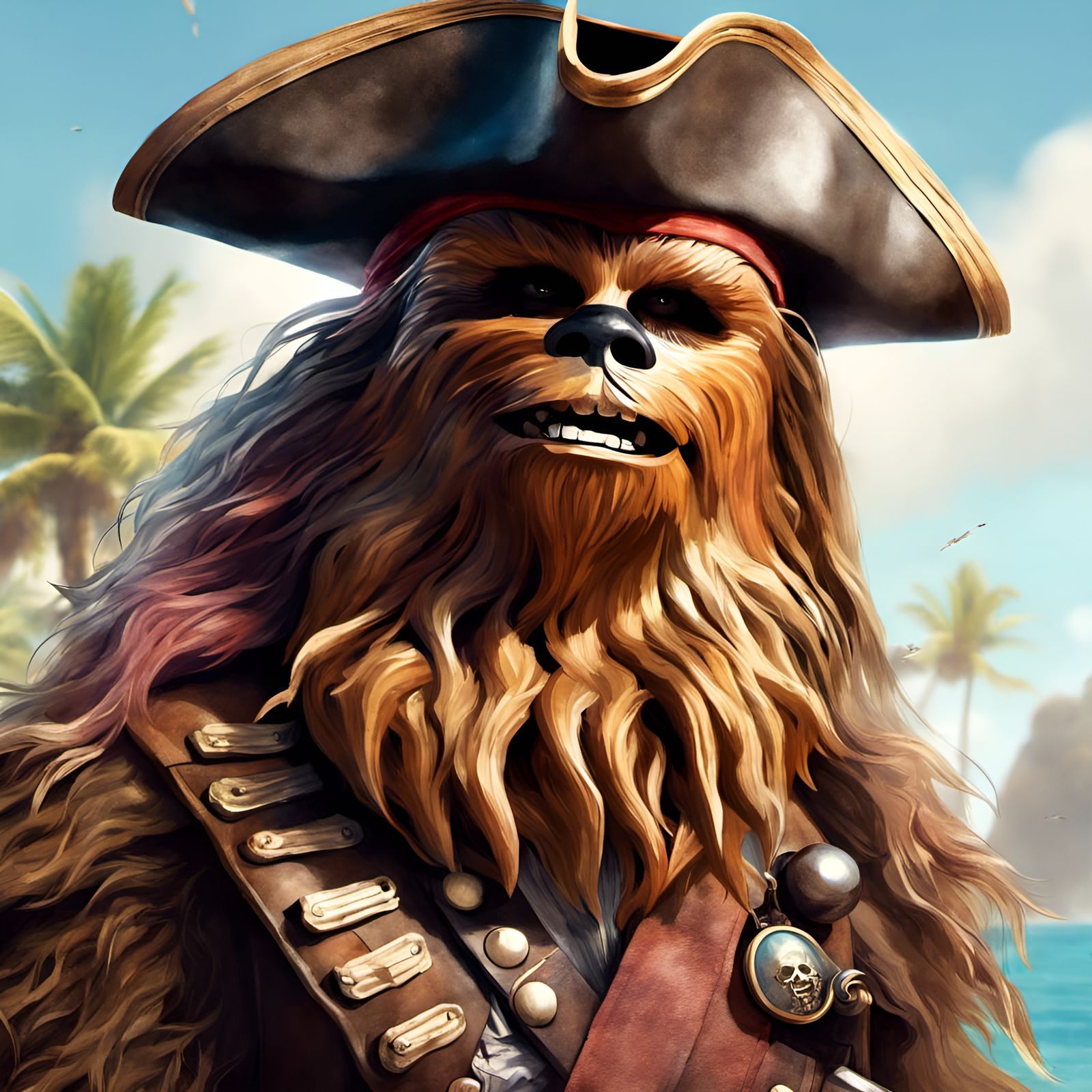 Chewbacca as Pirate Captain Digital Illustration