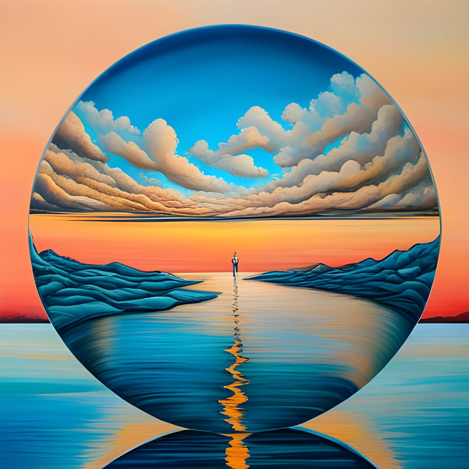 Crystal Orb Abstract Art with Water