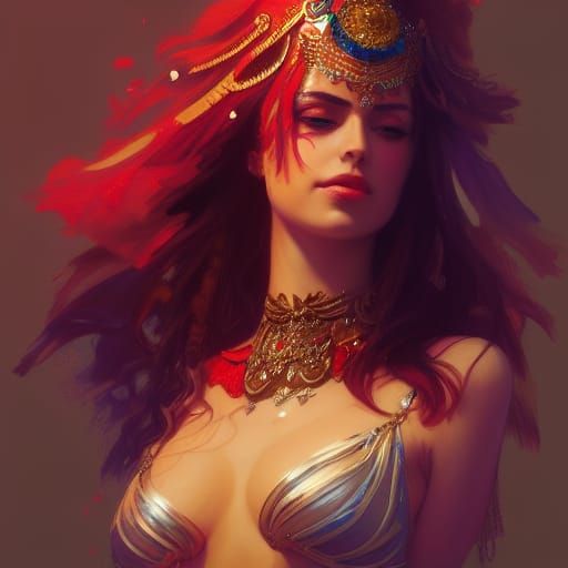 Intricate Portrait of Bellydancer in Digital Painting Style
