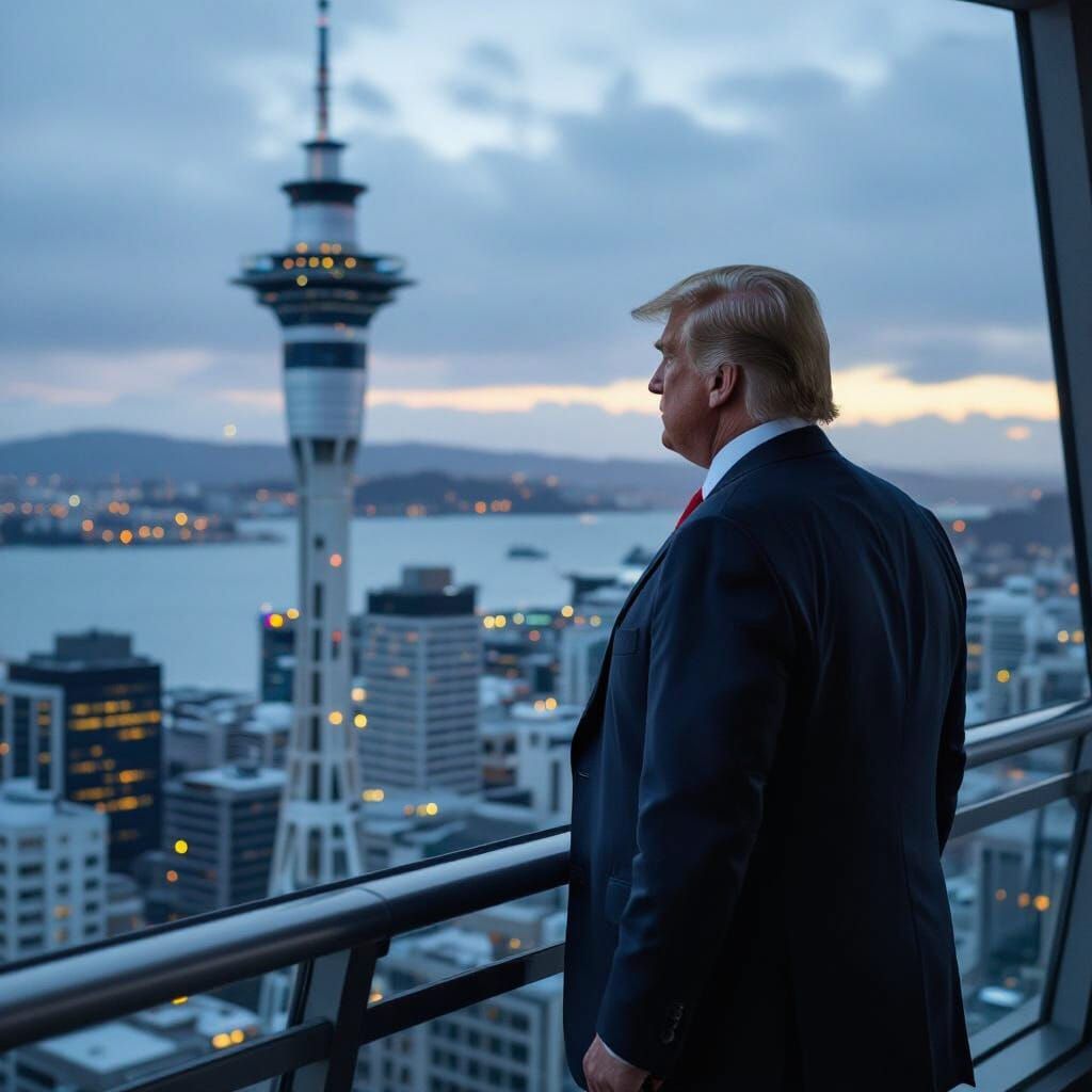 Donald Trump on Auckland Sky Tower, Dystopian Art