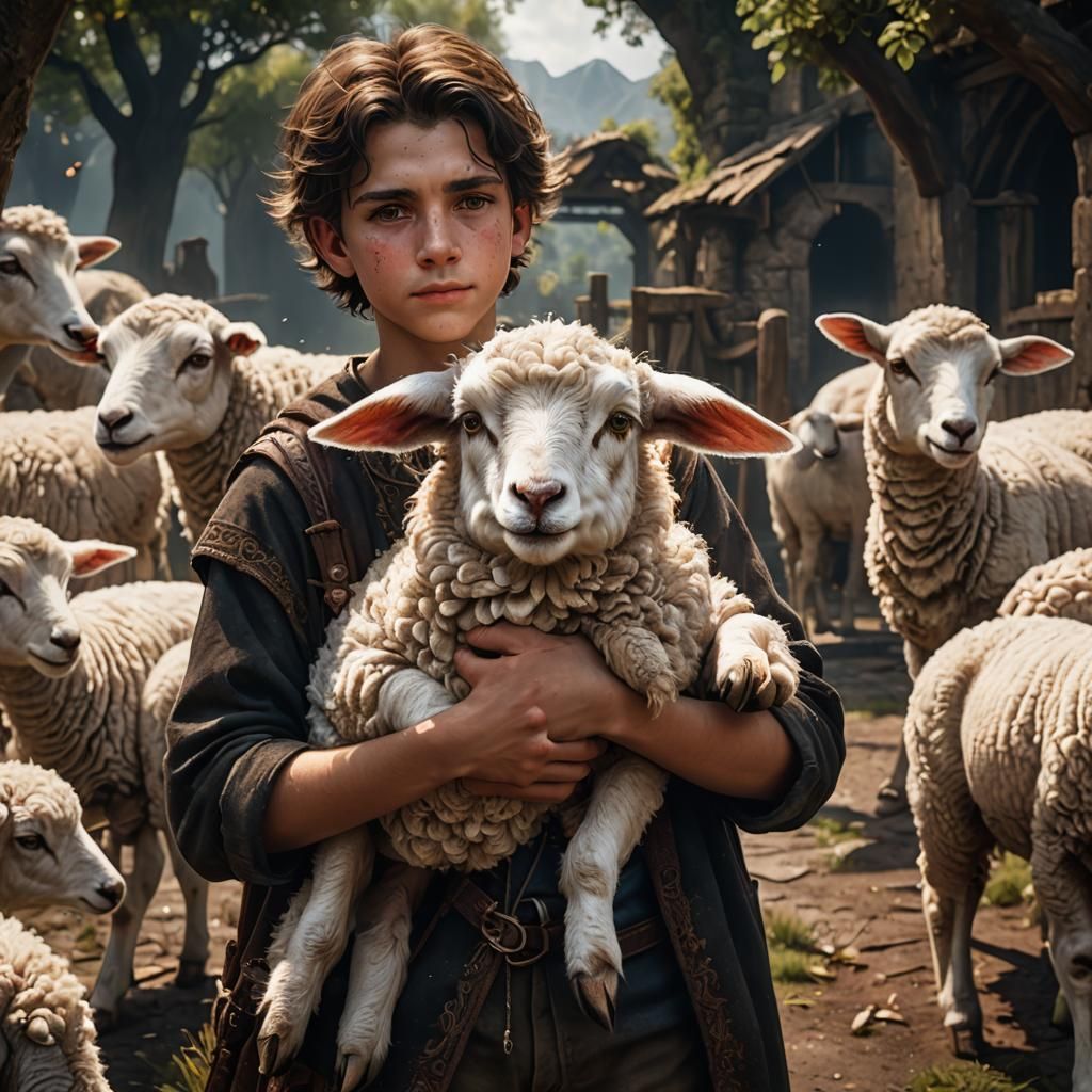 Boy with Lamb: Fantastical Matte Painting