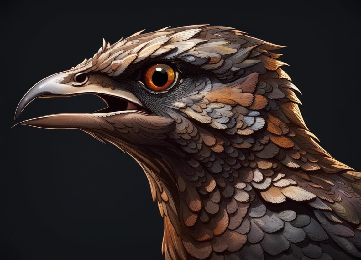Hyperrealistic Satanic Nightjar with Detailed Background