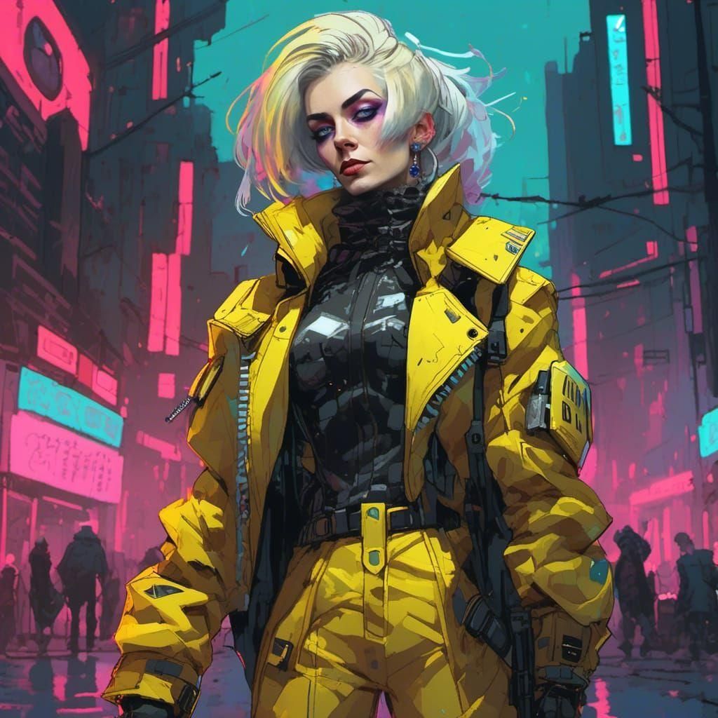 Victorian Punk Portrait in Cyberpunk Cityscape