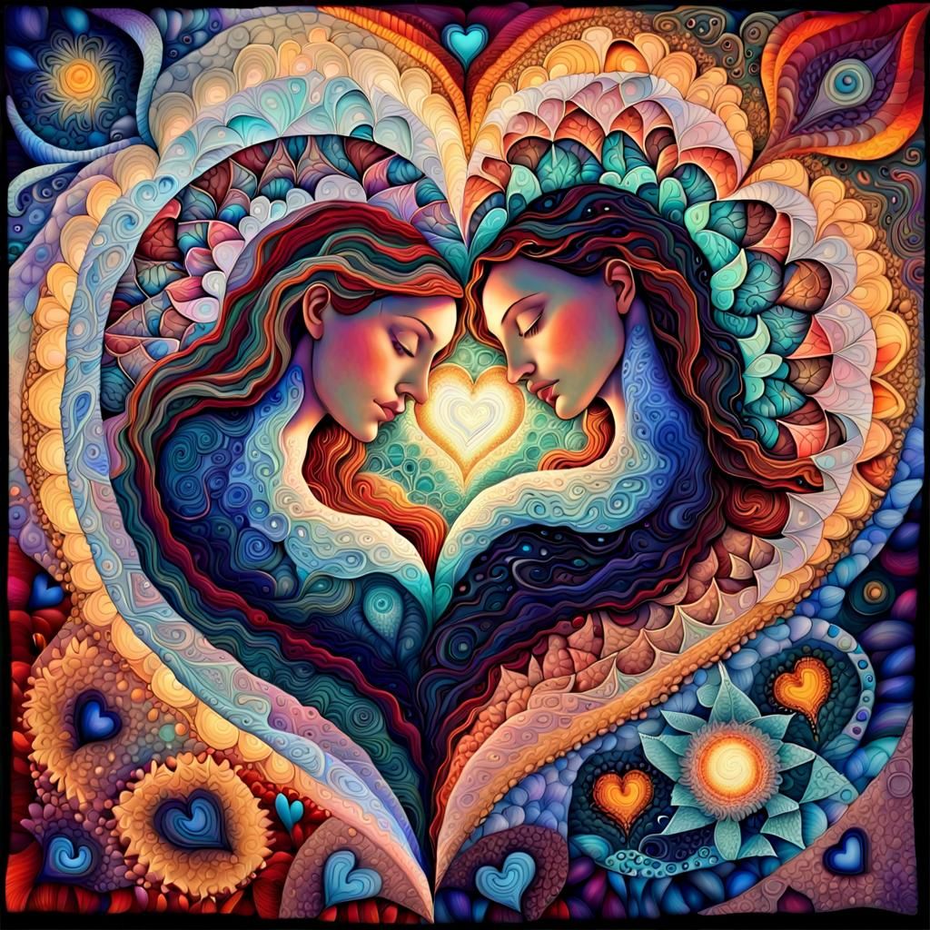 Healing Heart: Cosmic Embrace in Mixed Media