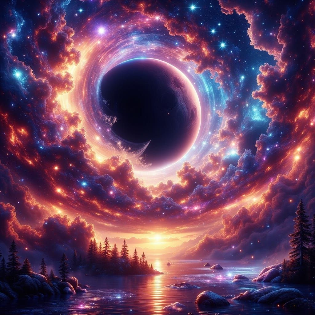 Cosmic Merge in Vivid Digital Matte Painting