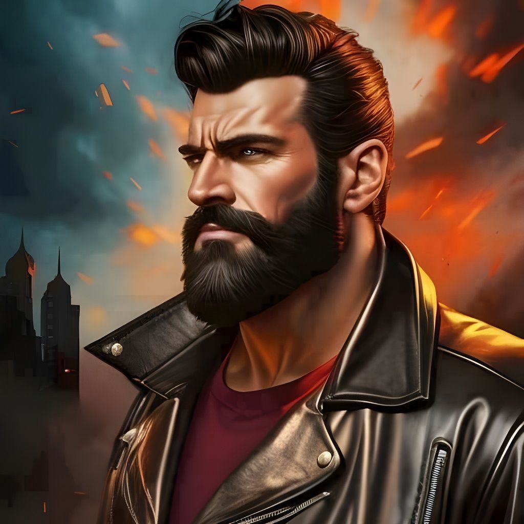 Handsome Man in Leather Jacket: Comic Book Art